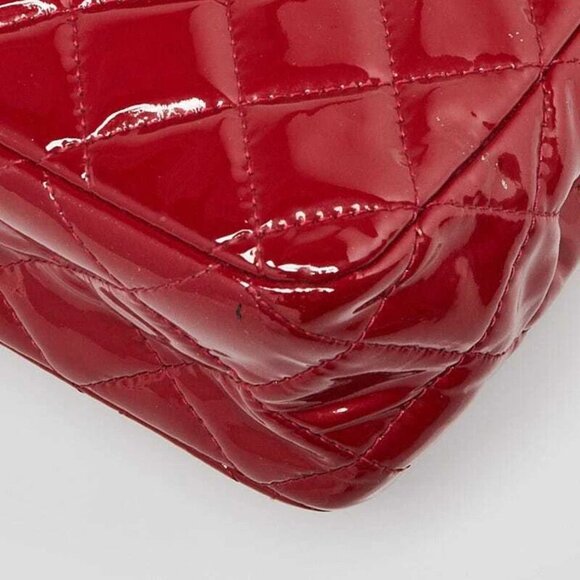 Chanel Red Quilted Patent Leather Classic Medium Double Flap Bag - Picture 8 of 11